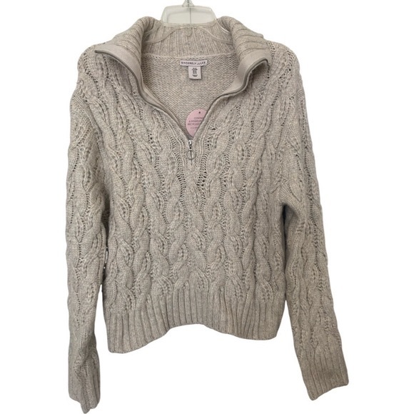 NWT Sincerely Jules Cable Knit Half Zip Cozy Pullover Turtleneck Sweater Sz M - Picture 1 of 12